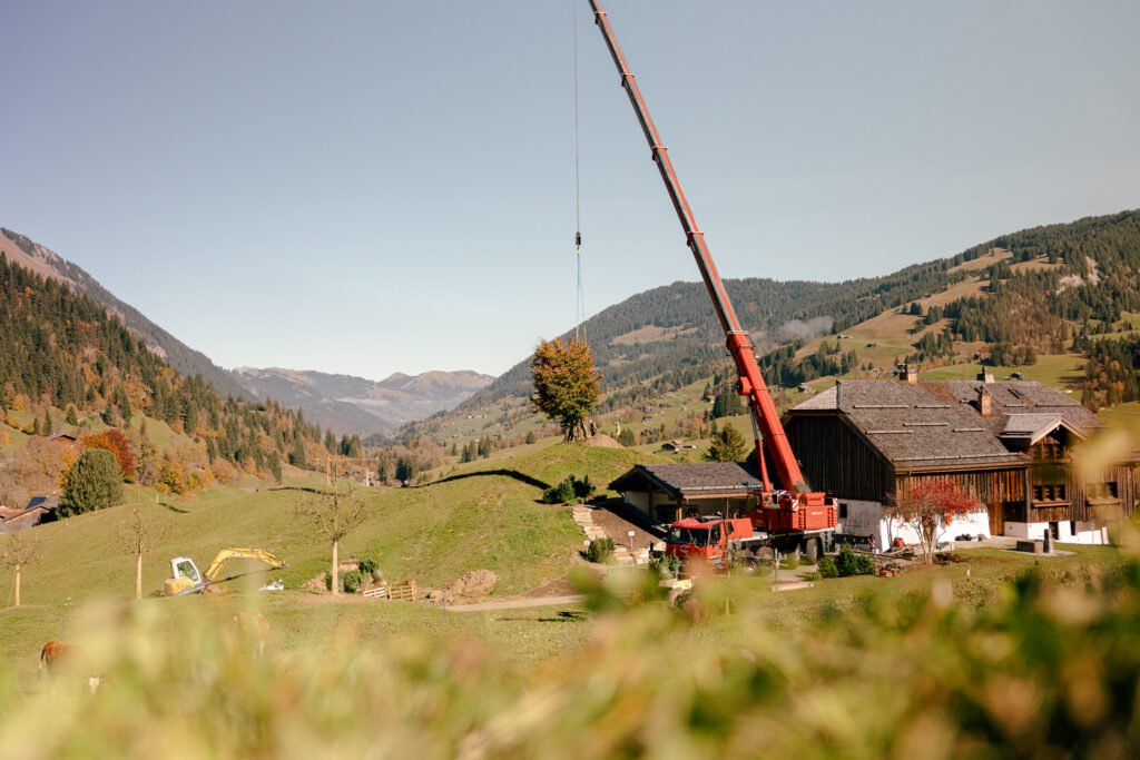 Kranarbeiten für ein Chalet
